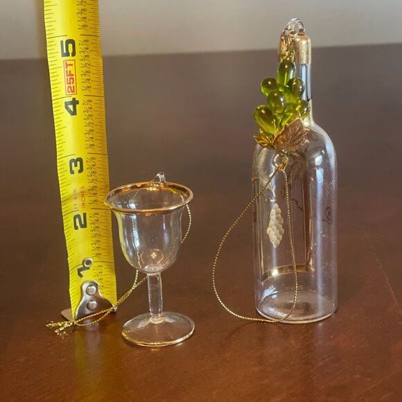 Dillards Trimmings Glass Wine Bottle & Goblet Ornament Gold Accents - Picture 5 of 13